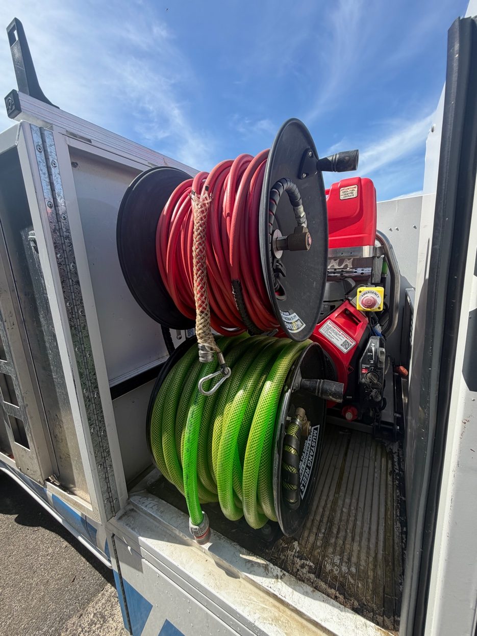 Water jetter equipment in van